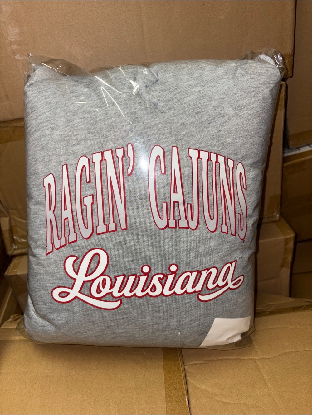 Ragin' Cajuns Louisiana Grey Sweatshirt pillow